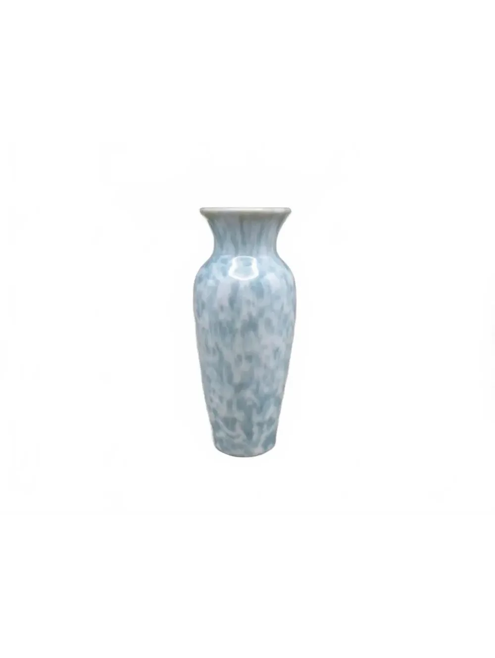 Vintage 1960s Flambé Art Pottery Vase Blue Turquoise Mottled Glaze 7